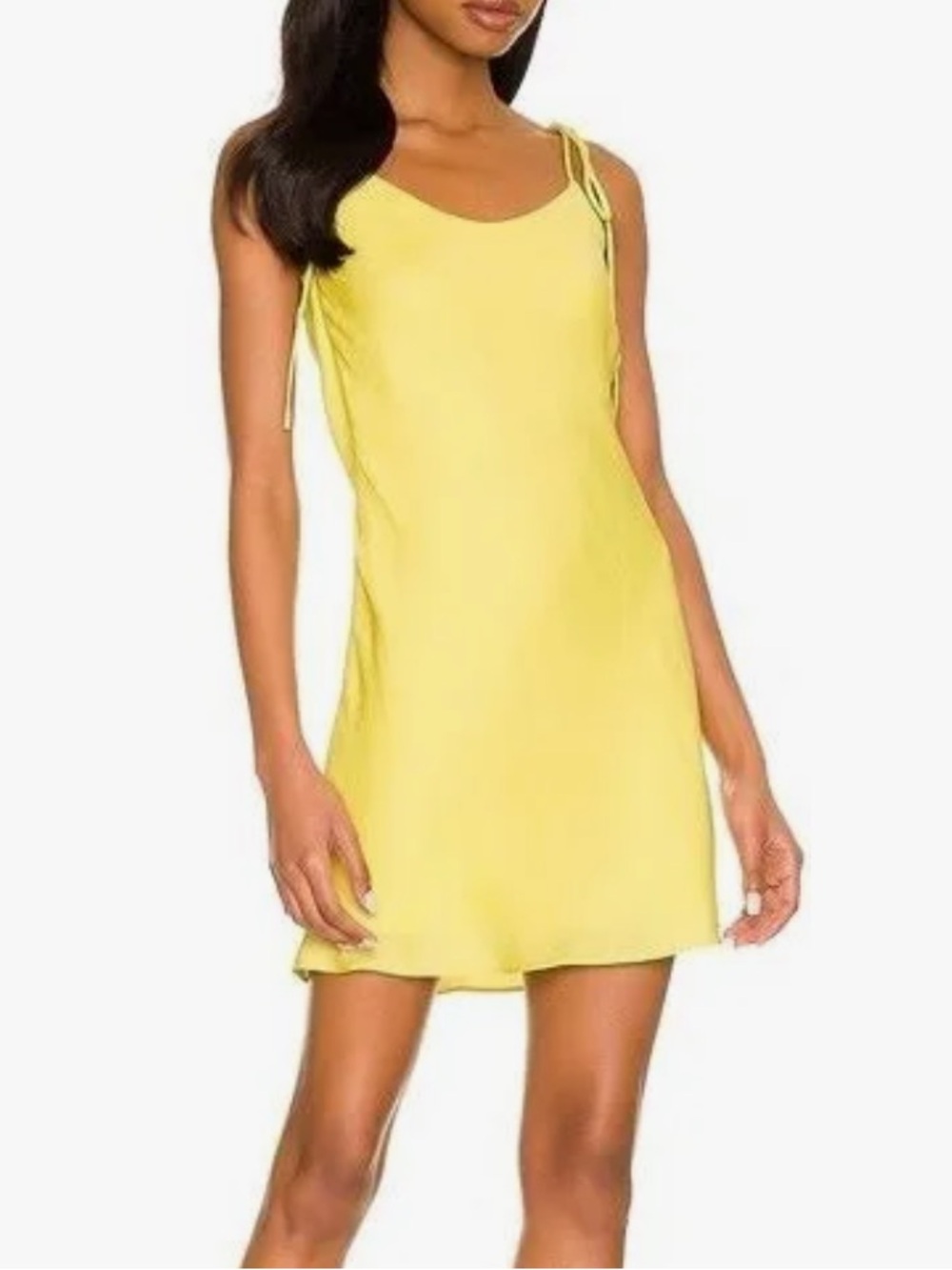 Line & Dot Yellow Tie-Shoulder Slip Dress